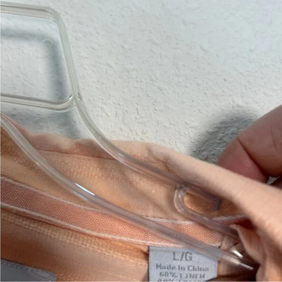 Tommy Bahama Men’s Large Striped Light Orange Linen Blend Button Up Shirt - Picture 5 of 14